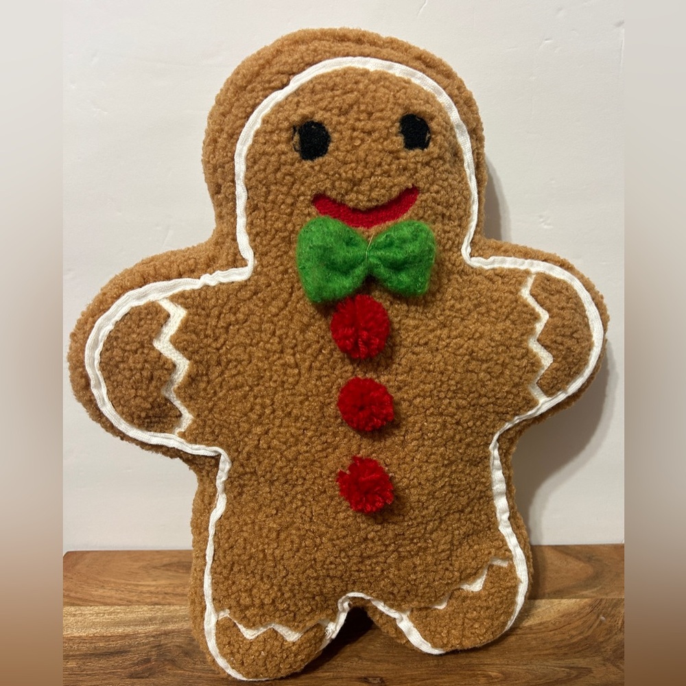 Hobby Lobby Gingerbread Man Plush Pillow 13”X15” Christmas Decor NWT